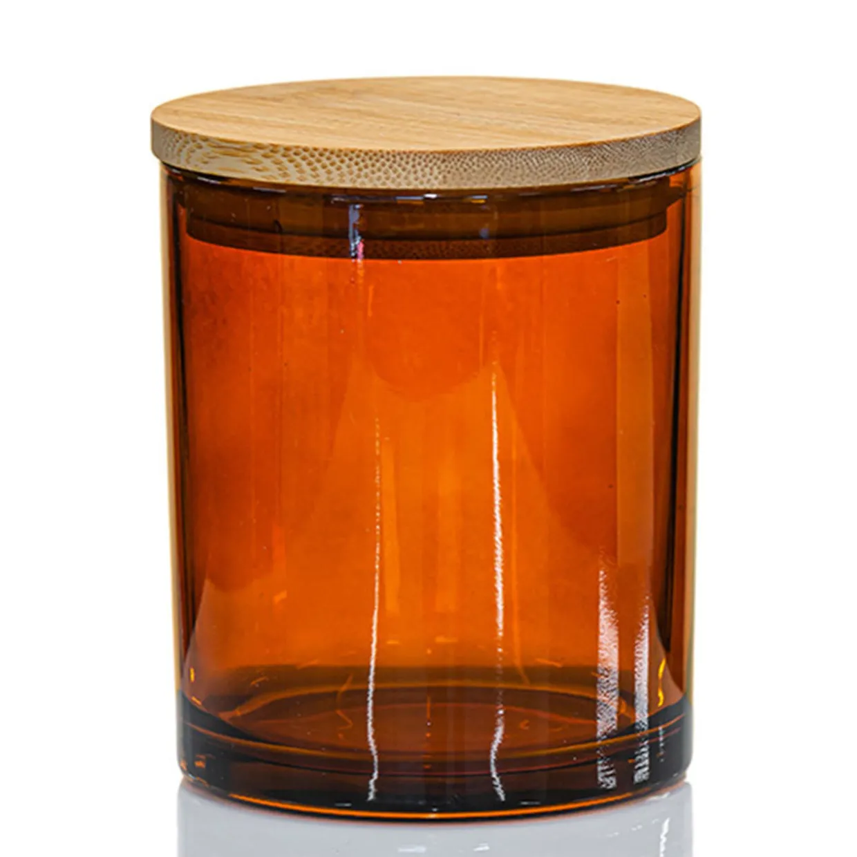 Amber Colored Candle Jar - 14.5 Oz With Bamboo Lid | 12 Pack