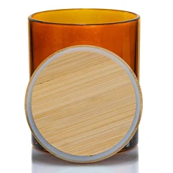 Amber Colored Candle Jar - 14.5 Oz With Bamboo Lid | 12 Pack