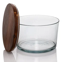 Anchor Glass Party Bowl With Acacia Lid | 2 Pack