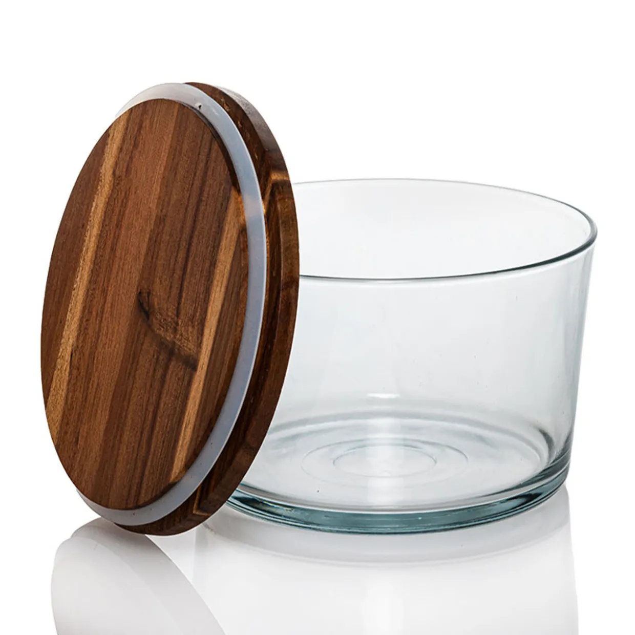 Anchor Glass Party Bowl With Acacia Lid | 2 Pack