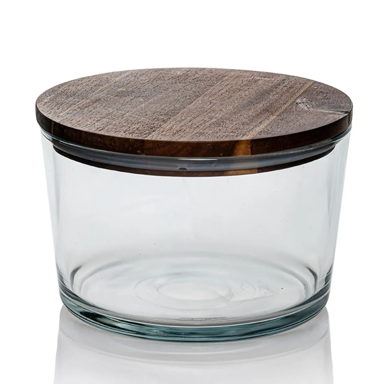 Anchor Glass Party Bowl With Acacia Lid | 2 Pack