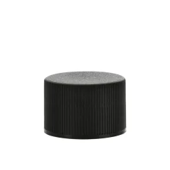 Black 20-410 Polypropylene Ribbed Cap With Liner | 36 Pack
