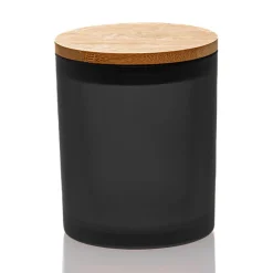 Frosted Black Colored Candle Jar - 14.5 Oz With Bamboo Lid | 12 Pack