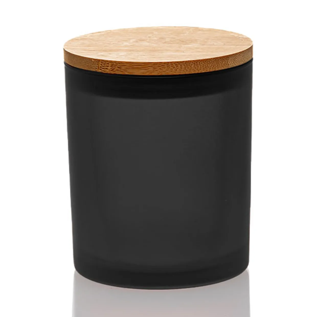 Frosted Black Colored Candle Jar - 14.5 Oz With Bamboo Lid | 12 Pack
