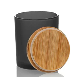 Frosted Black Colored Candle Jar - 14.5 Oz With Bamboo Lid | 12 Pack