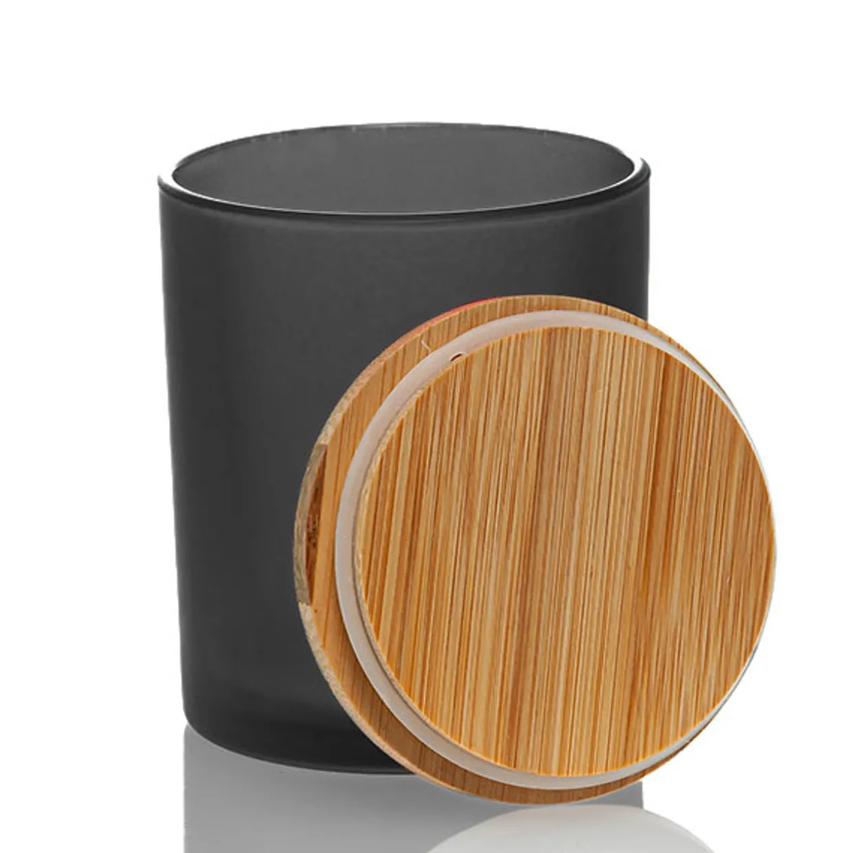 Frosted Black Colored Candle Jar - 14.5 Oz With Bamboo Lid | 12 Pack