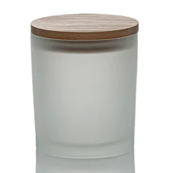 Frosted White Colored Candle Jar 14.5 Oz With Bamboo Lid | 12 Pack