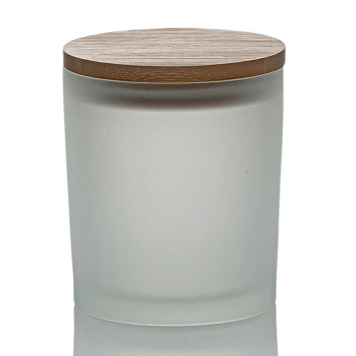 Frosted White Colored Candle Jar 14.5 Oz With Bamboo Lid | 12 Pack