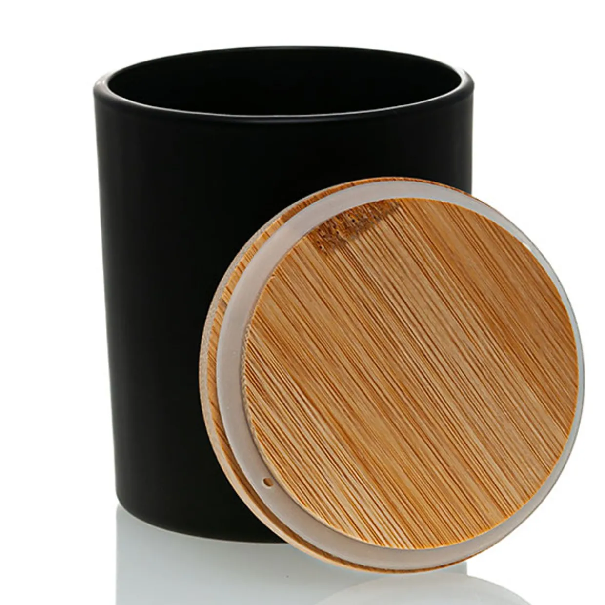 Matte Black Colored Candle Jar - 14.5 Oz With Bamboo Lid | 12 Pack