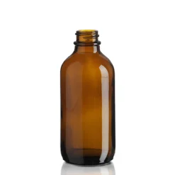 4 Oz Amber Boston Round Bottle 22-400 | 12 Pack
