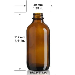 4 Oz Amber Boston Round Bottle 22-400 | 12 Pack