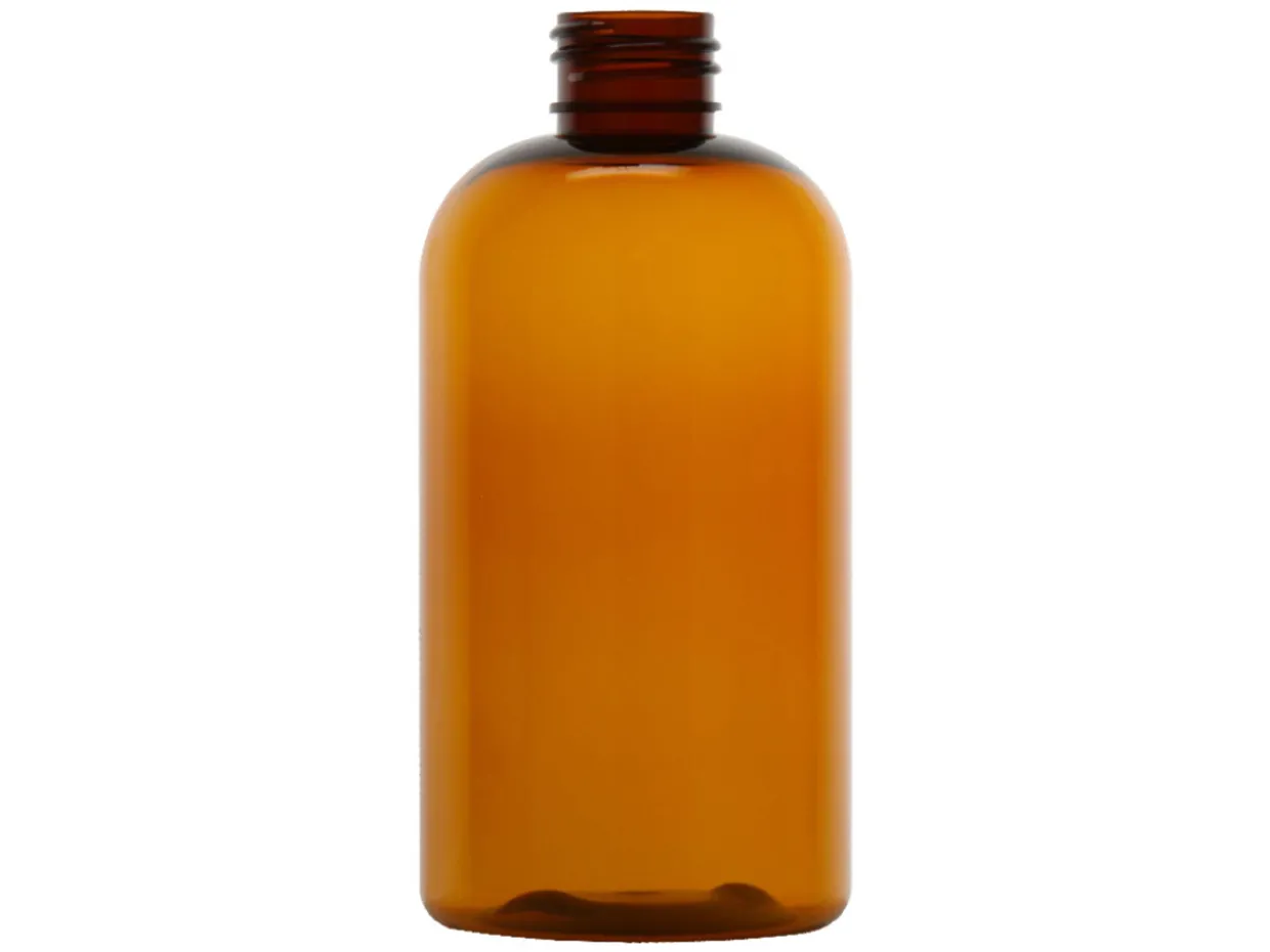8 Oz Amber PET Boston Round 24-410 | 36 Pack