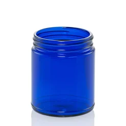 9 Oz Blue Glass Straight Side Jar | 12 Pack