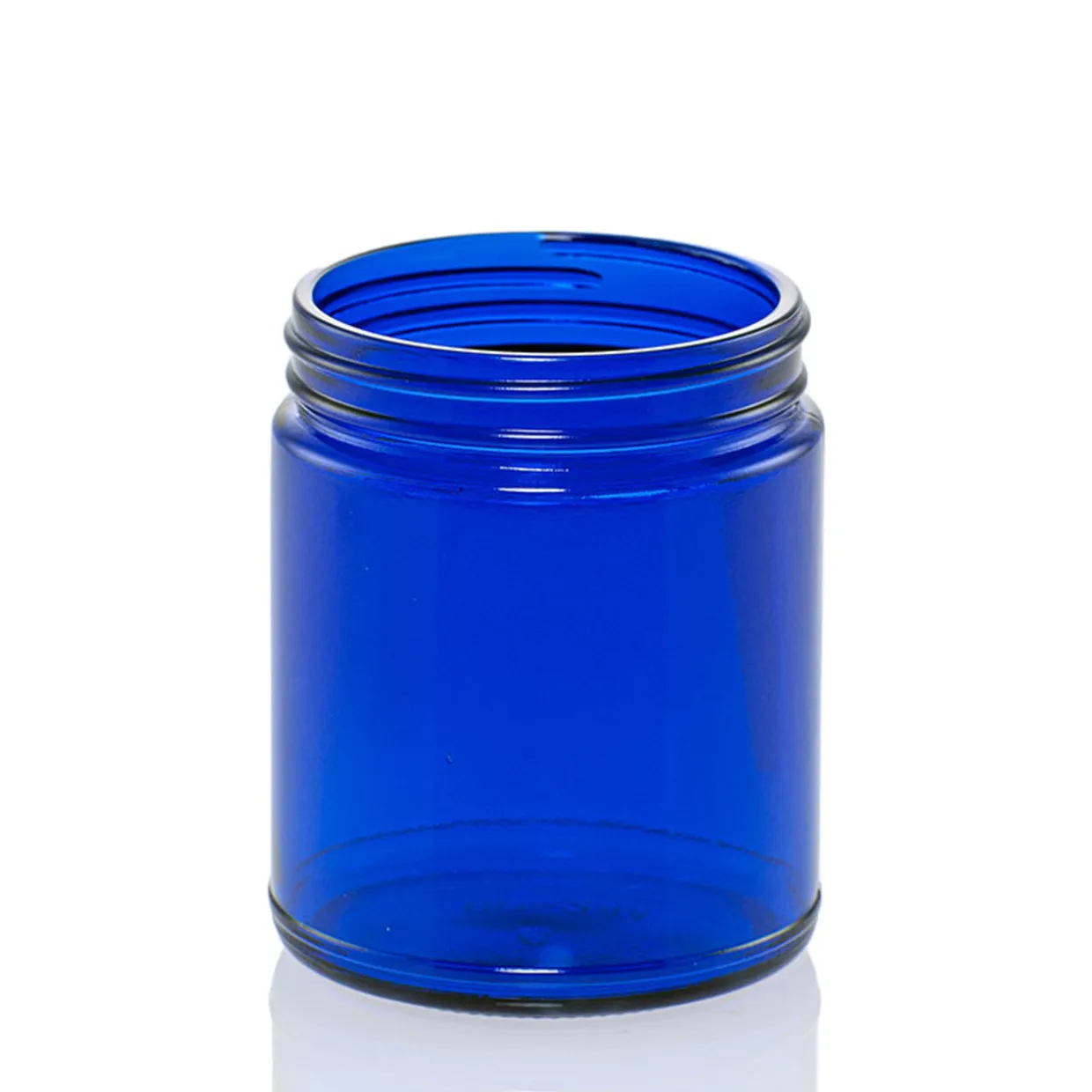9 Oz Blue Glass Straight Side Jar | 12 Pack