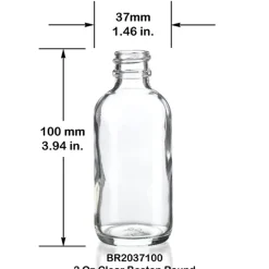 2 Oz Clear Boston Round Bottle 20-400 | 18 Pack