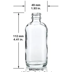 4 Oz Clear Boston Round Bottle 22-400 | 12 Pack