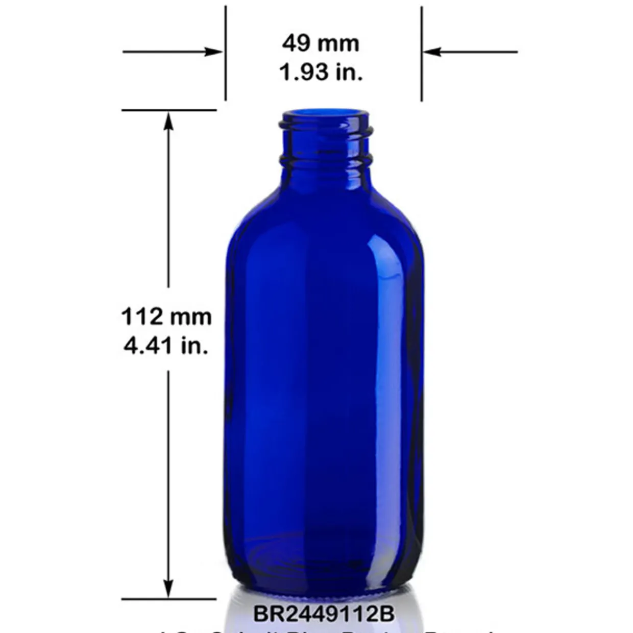 4 Oz Cobalt Blue Boston Round Bottle 22-400 | 12 Pack