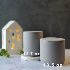 12.7 Oz Gray Jar Store Ceramic Candle Jar With Lid | 16 Pack