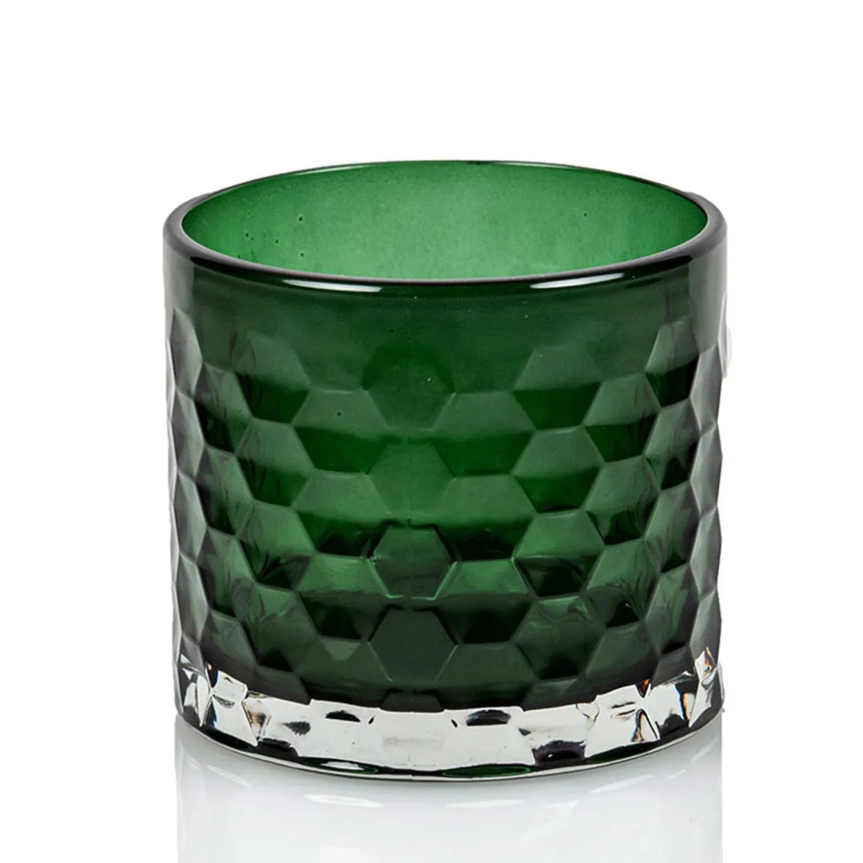 18 Oz Green Libbey 3 Wick Hexagon Pattern Candle Jar | 12 Pack