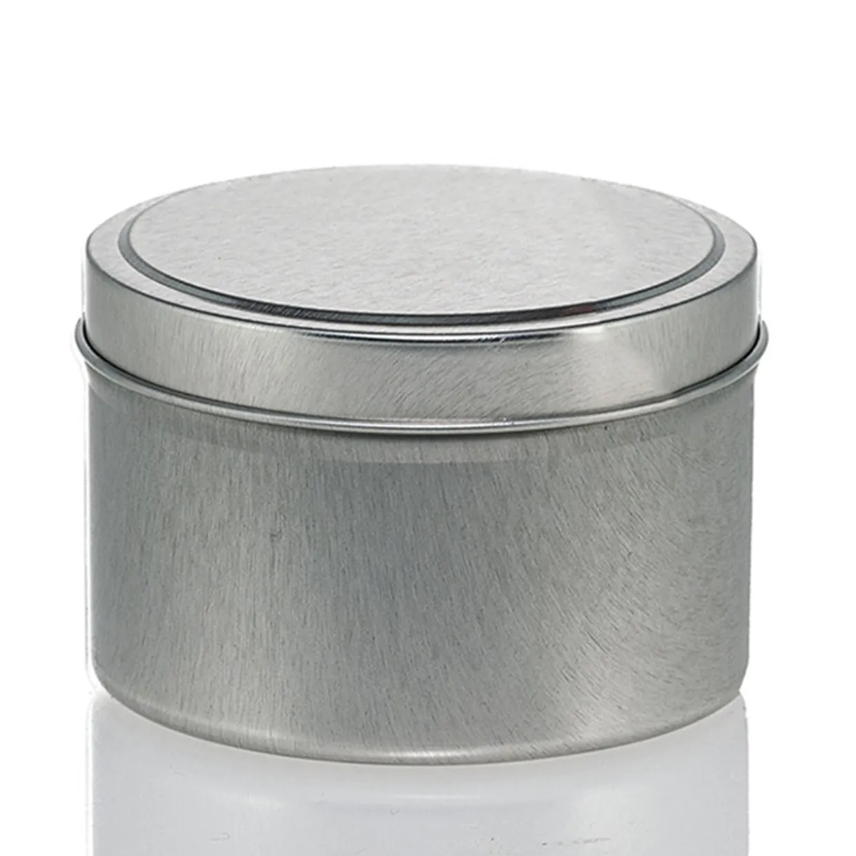 8 Oz Jar Store Silver Candle Tin With Feet | 12 Pack