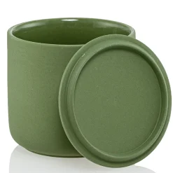 13.5 Oz Olive Green Jar Store Ceramic Candle Jar With Lid | 16 Pack