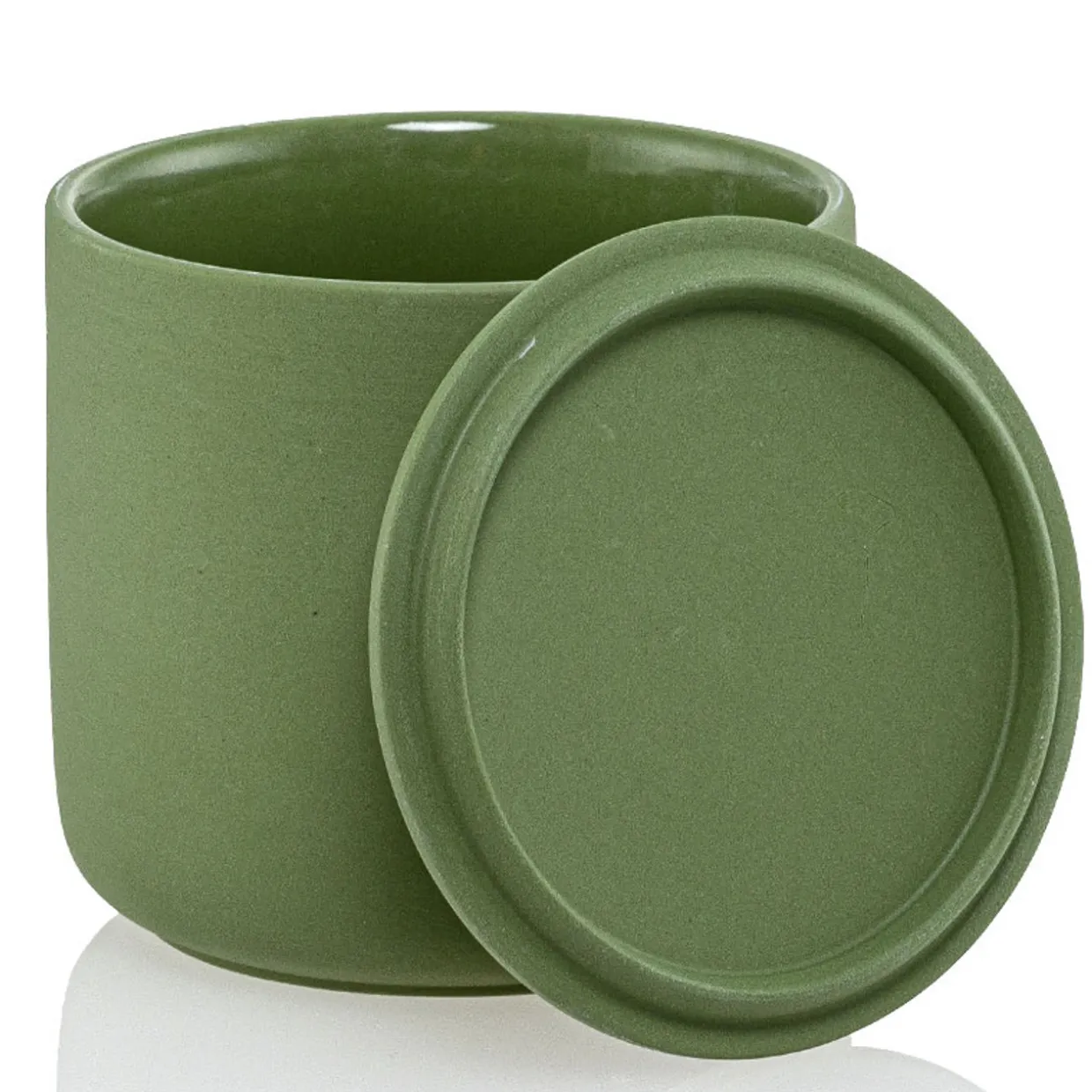 13.5 Oz Olive Green Jar Store Ceramic Candle Jar With Lid | 16 Pack