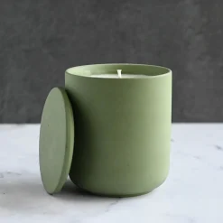 12.7 Oz Olive Green Jar Store Ceramic Candle Jar With Lid | 16 Pack