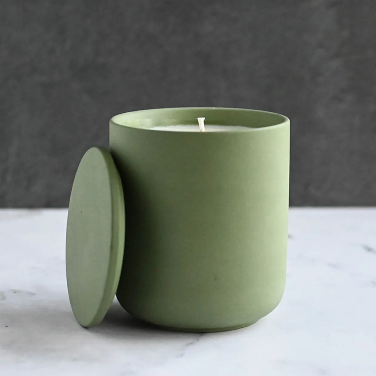 12.7 Oz Olive Green Jar Store Ceramic Candle Jar With Lid | 16 Pack
