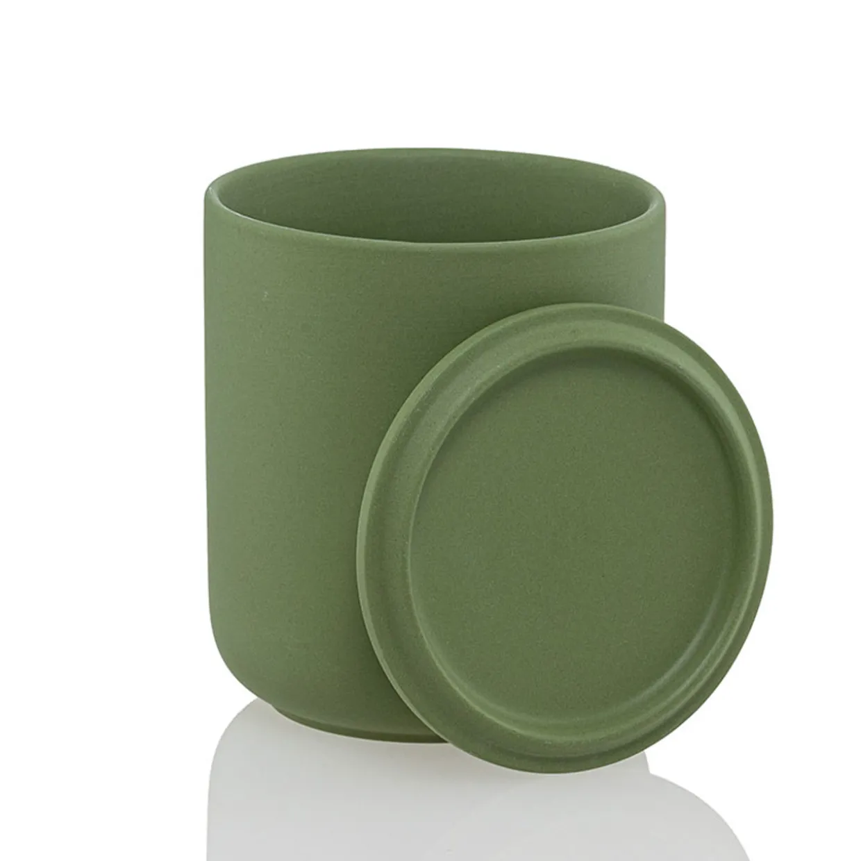 12.7 Oz Olive Green Jar Store Ceramic Candle Jar With Lid | 16 Pack