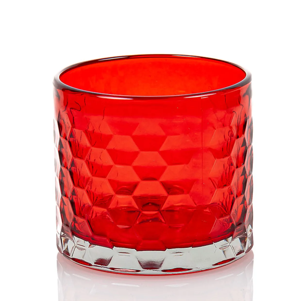 18 Oz Red Libbey 3 Wick Hexagon Pattern Candle Jar | 12 Pack