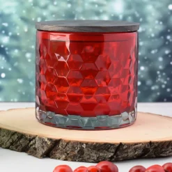 18 Oz Red Libbey 3 Wick Hexagon Pattern Candle Jar | 12 Pack