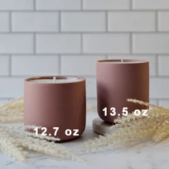12.7 Oz Rose Pink Jar Store Ceramic Candle Jar With Lid | 16 Pack