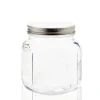 1 Quart Anchor Cracker Jar With Brushed Metal Cover | 4 Pack