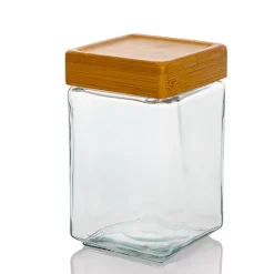 1 1/2 Quart Anchor Square Jar With Bamboo Lid