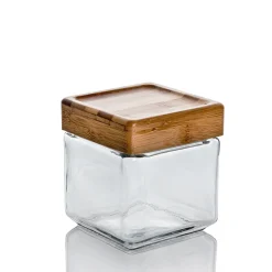 1 Quart Anchor Square Jar With Bamboo Lid