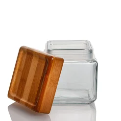 1 Quart Anchor Square Jar With Bamboo Lid