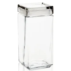 2 Quart Anchor Square Jar With Glass Lid | 4 Pack