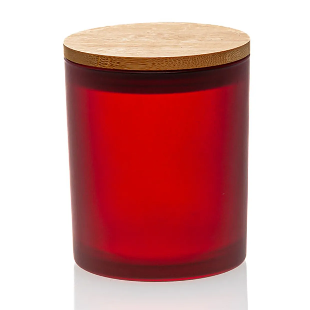 Red Colored Candle Jar - 14.5 Oz With Bamboo Lid | 12 Pack