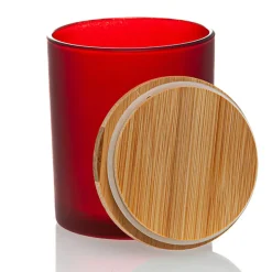 Red Colored Candle Jar - 14.5 Oz With Bamboo Lid | 12 Pack